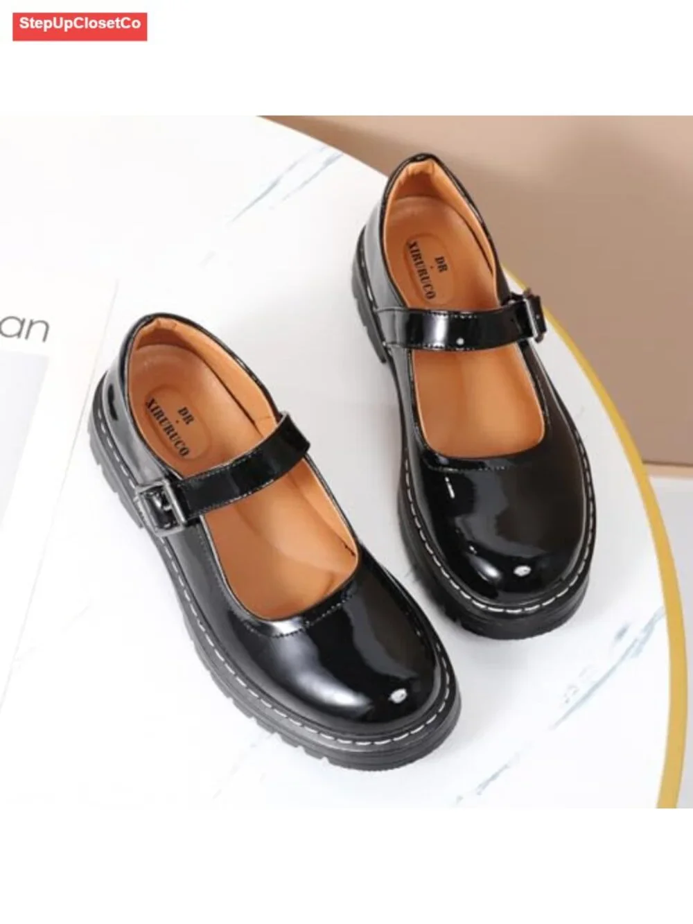 Women's Mary Jane Platform Shoes Adjustable Strap Memory Foam Non-Slip Flats